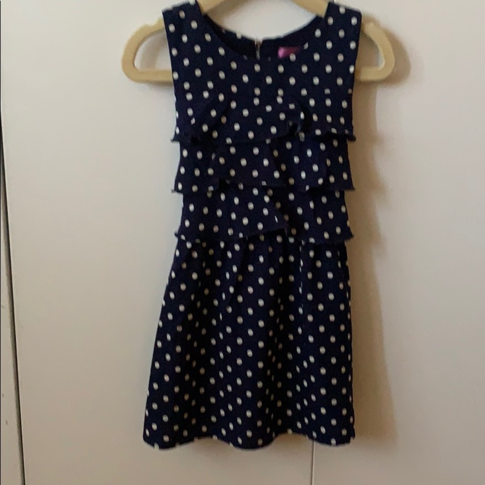 Girls Aqua size 2T blue/white polka dot dress